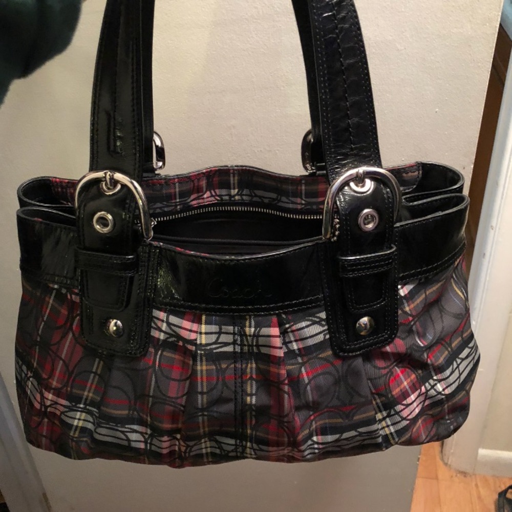 Plaid coach purse